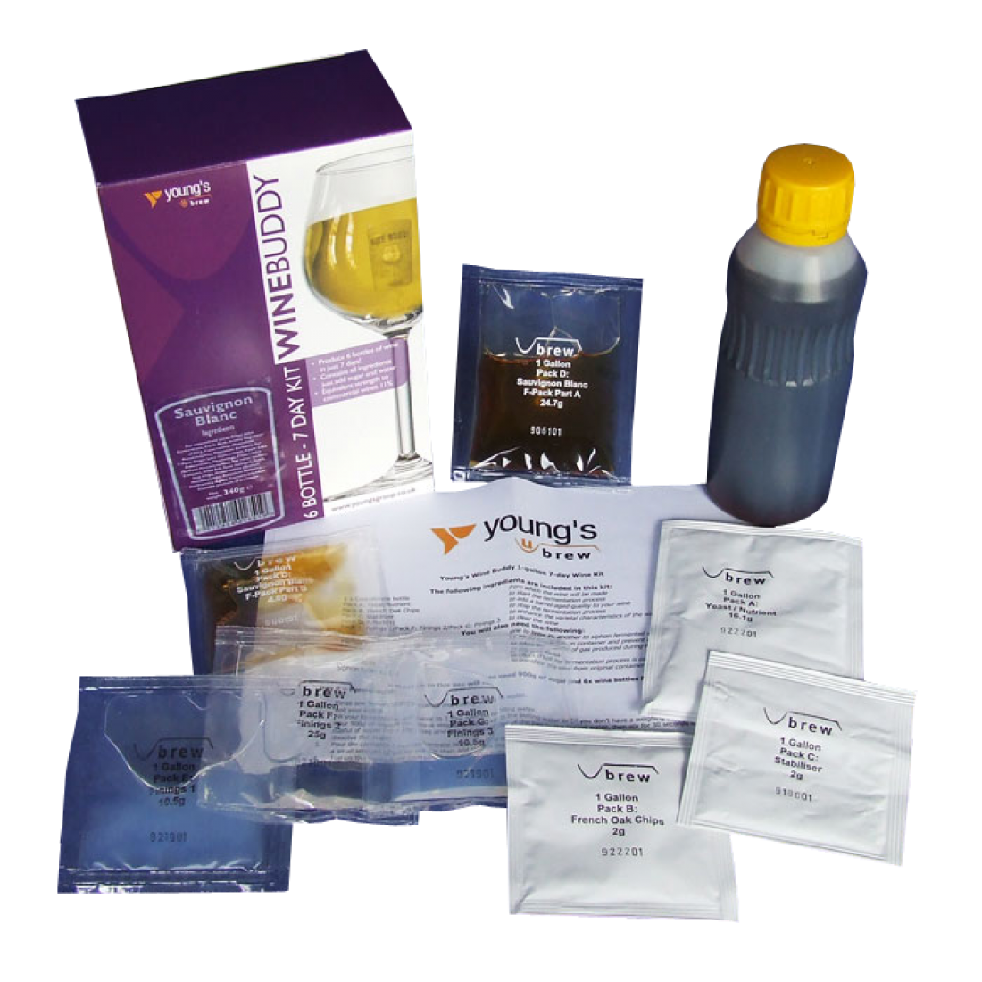 Youngs Winebuddy Wine Kit Refill Sauvignon Blanc 6 Bottle 7 Day