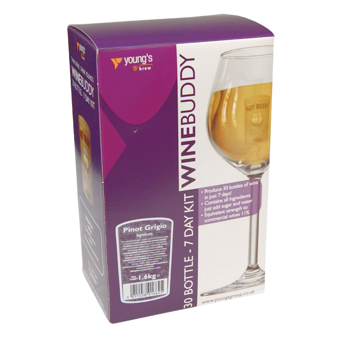 Youngs Winebuddy Wine Kit Pinot Grigio 30 Bottle 7 Day Kit The