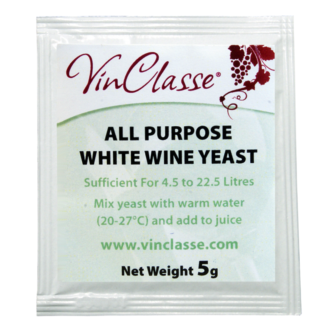 Vinclasse Wine Making Yeast All Purpose White 5g Sachet The