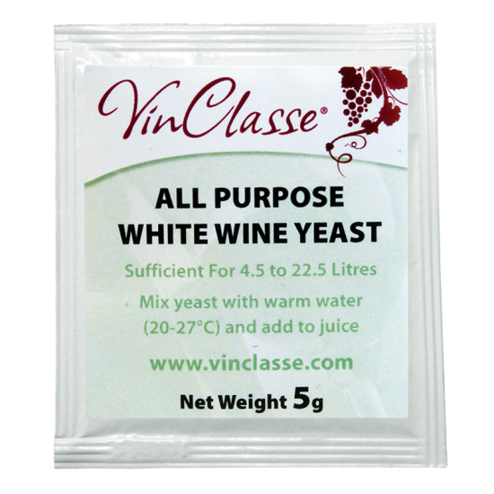 VinClasse Wine Making Yeast - All Purpose White - 5g Sachet